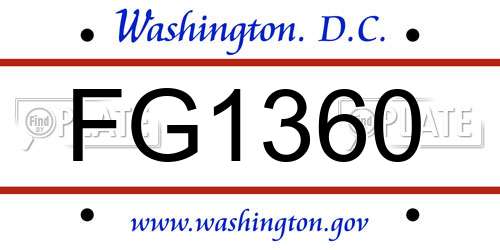 FG1360 District Of Columbia License Plate