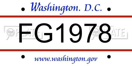 FG1978 District Of Columbia License Plate