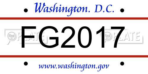 FG2017 District Of Columbia License Plate