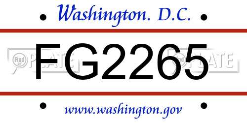 FG2265 District Of Columbia License Plate
