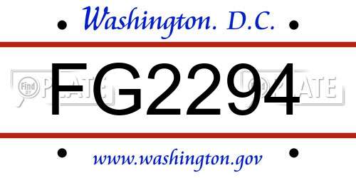 FG2294 District Of Columbia License Plate