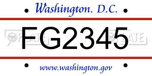 FG2345 District Of Columbia License Plate