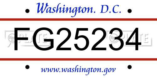 FG25234 District Of Columbia License Plate