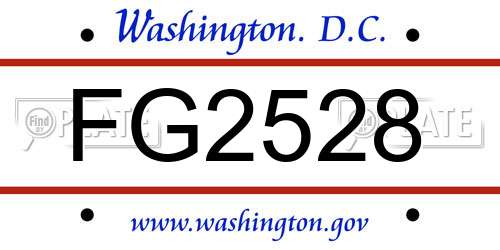 FG2528 District Of Columbia License Plate
