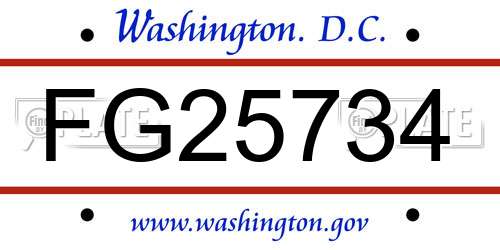 FG25734 District Of Columbia License Plate