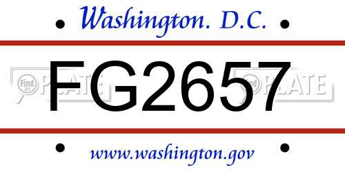 FG2657 District Of Columbia License Plate