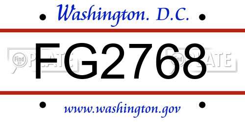 FG2768 District Of Columbia License Plate