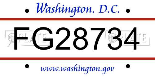 FG28734 District Of Columbia License Plate