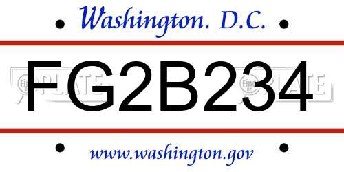 FG2B234 District Of Columbia License Plate