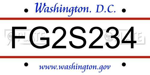 FG2S234 District Of Columbia License Plate