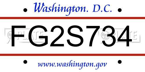 FG2S734 District Of Columbia License Plate