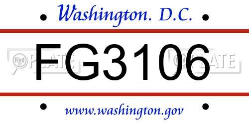 FG3106 District Of Columbia License Plate