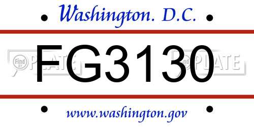 FG3130 District Of Columbia License Plate