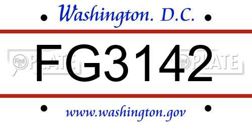 FG3142 District Of Columbia License Plate