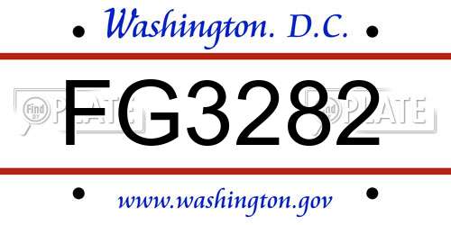 FG3282 District Of Columbia License Plate