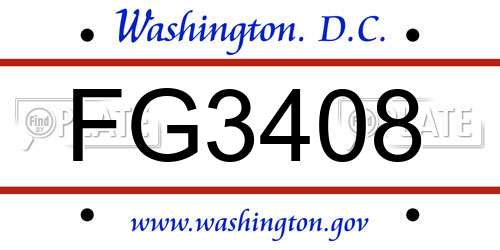 FG3408 District Of Columbia License Plate
