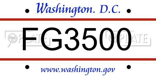 FG3500 District Of Columbia License Plate