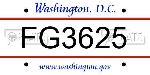FG3625 District Of Columbia License Plate