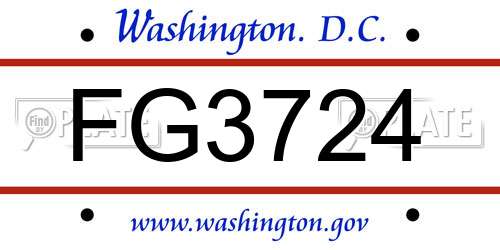 FG3724 District Of Columbia License Plate