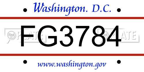 FG3784 District Of Columbia License Plate