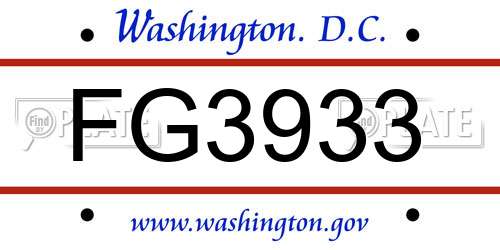 FG3933 District Of Columbia License Plate