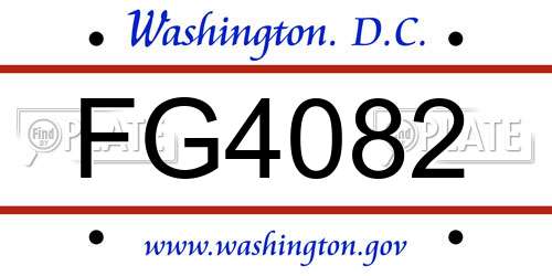 FG4082 District Of Columbia License Plate