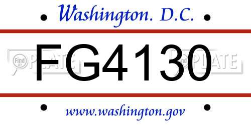 FG4130 District Of Columbia License Plate