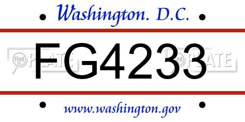 FG4233 District Of Columbia License Plate