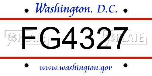 FG4327 District Of Columbia License Plate