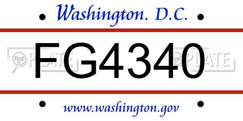 FG4340 District Of Columbia License Plate