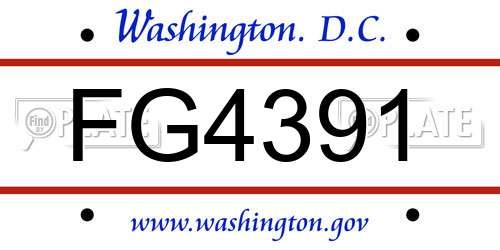 FG4391 District Of Columbia License Plate