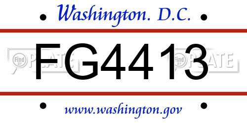 FG4413 District Of Columbia License Plate