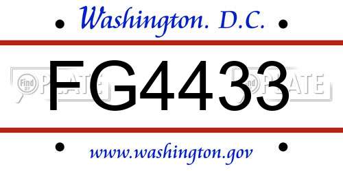 FG4433 District Of Columbia License Plate