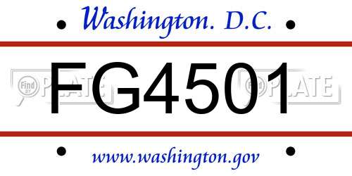 FG4501 District Of Columbia License Plate