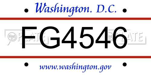 FG4546 District Of Columbia License Plate
