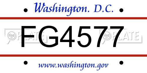 FG4577 District Of Columbia License Plate
