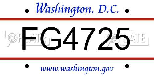 FG4725 District Of Columbia License Plate