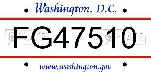FG47510 District Of Columbia License Plate