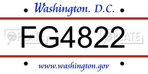 FG4822 District Of Columbia License Plate