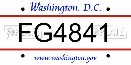 FG4841 District Of Columbia License Plate