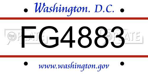 FG4883 District Of Columbia License Plate