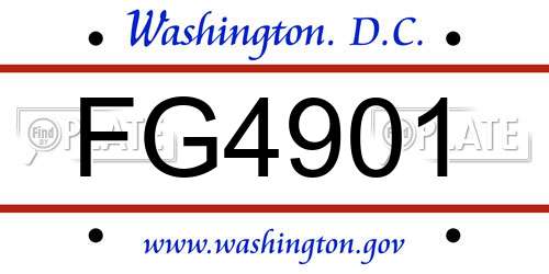 FG4901 District Of Columbia License Plate