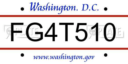 FG4T510 District Of Columbia License Plate