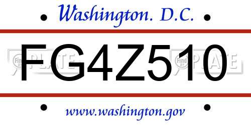 FG4Z510 District Of Columbia License Plate