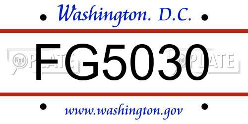 FG5030 District Of Columbia License Plate