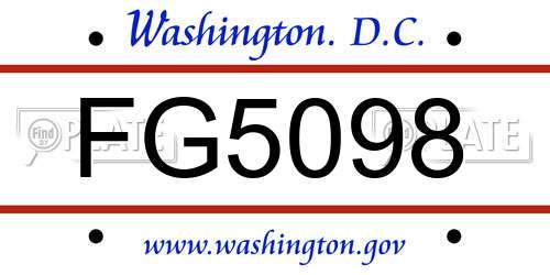 FG5098 District Of Columbia License Plate