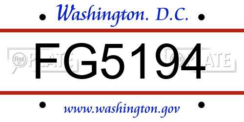 FG5194 District Of Columbia License Plate