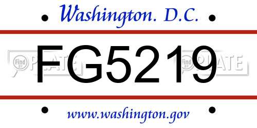 FG5219 District Of Columbia License Plate