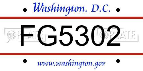 FG5302 District Of Columbia License Plate