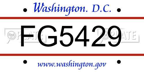 FG5429 District Of Columbia License Plate